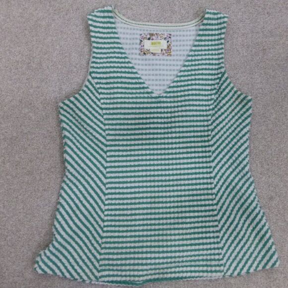 Maeve by Anthropologie Green and White Striped V-Neck Sleeveless Top - Picture 11 of 11